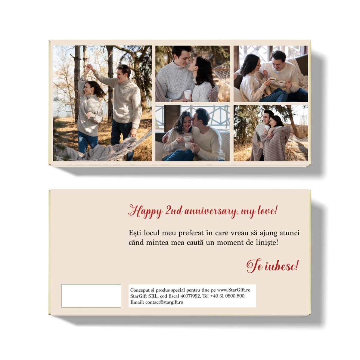 Ciocolată personalizată cu 5 poze și mesaj 