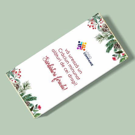 Ciocolată personalizată cu logo și mesaj de Crăciun