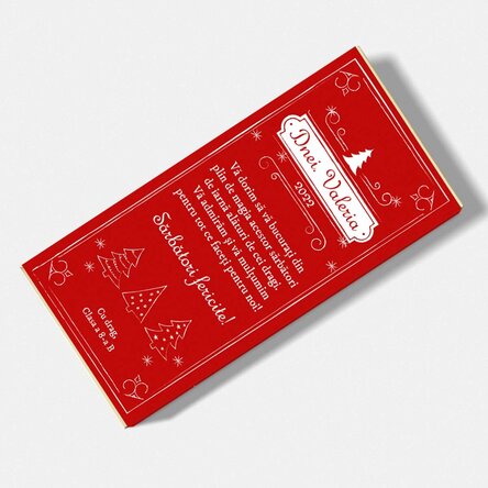 Ciocolată personalizată cu mesaj de Crăciun pentru profesori