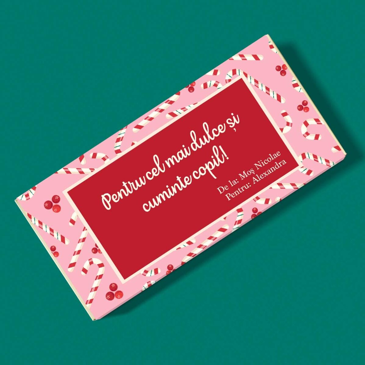 Ciocolată personalizată cu mesaj  - de la moș Nicolae