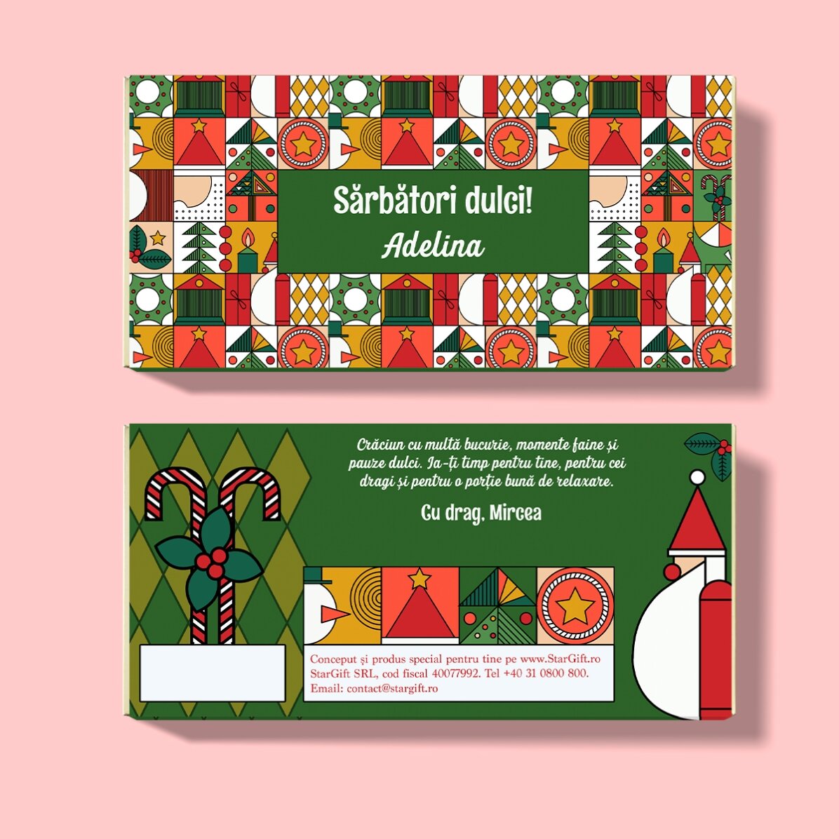 Ciocolată personalizată cu mesaj - Geometric Christmas