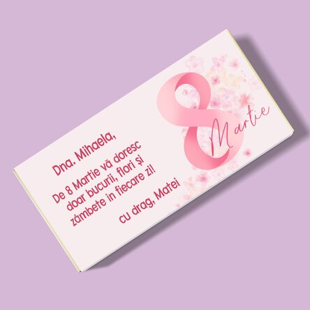 Ciocolată personalizată cu mesaj - Mesaj de 8 Martie