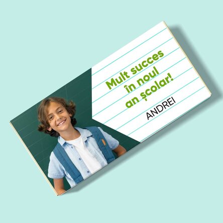 Ciocolată personalizată cu mesaj și o poză - Succes