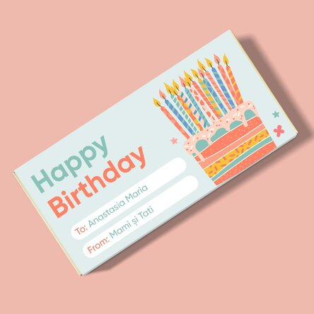 Ciocolată personalizată cu mesaj pentru copii - Zi de naștere