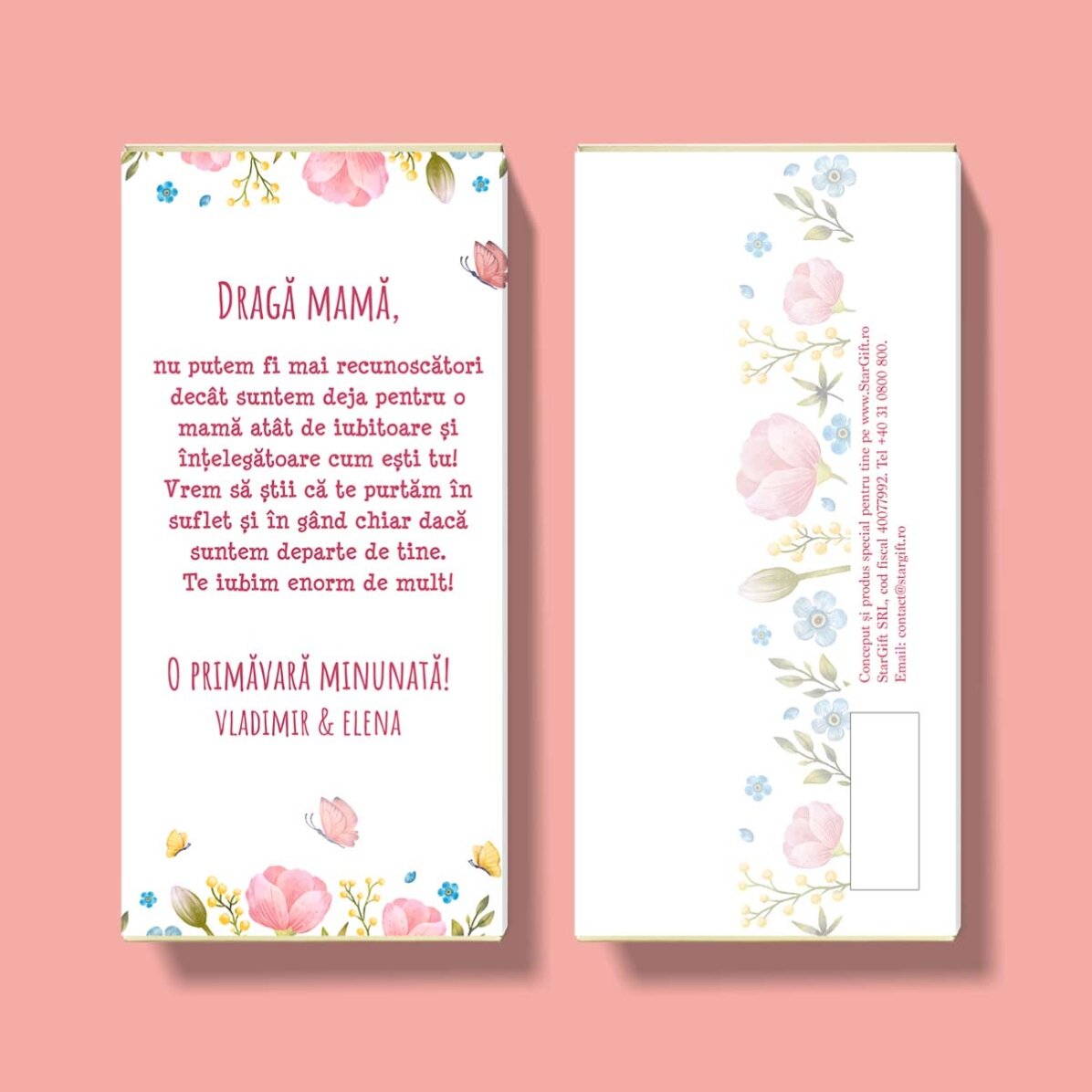 Ciocolată personalizată cu mesaj pentru mama