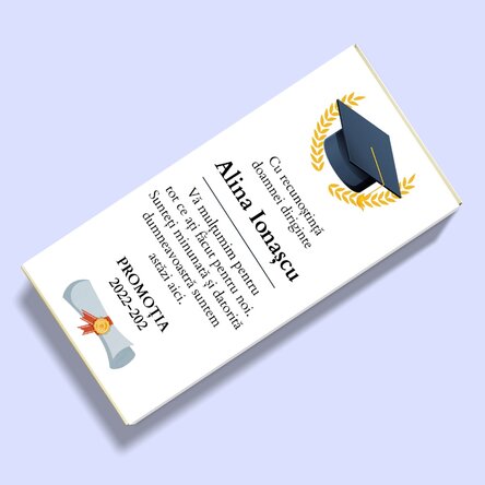 Ciocolată personalizată cu mesaj pentru profesori - Absolvire