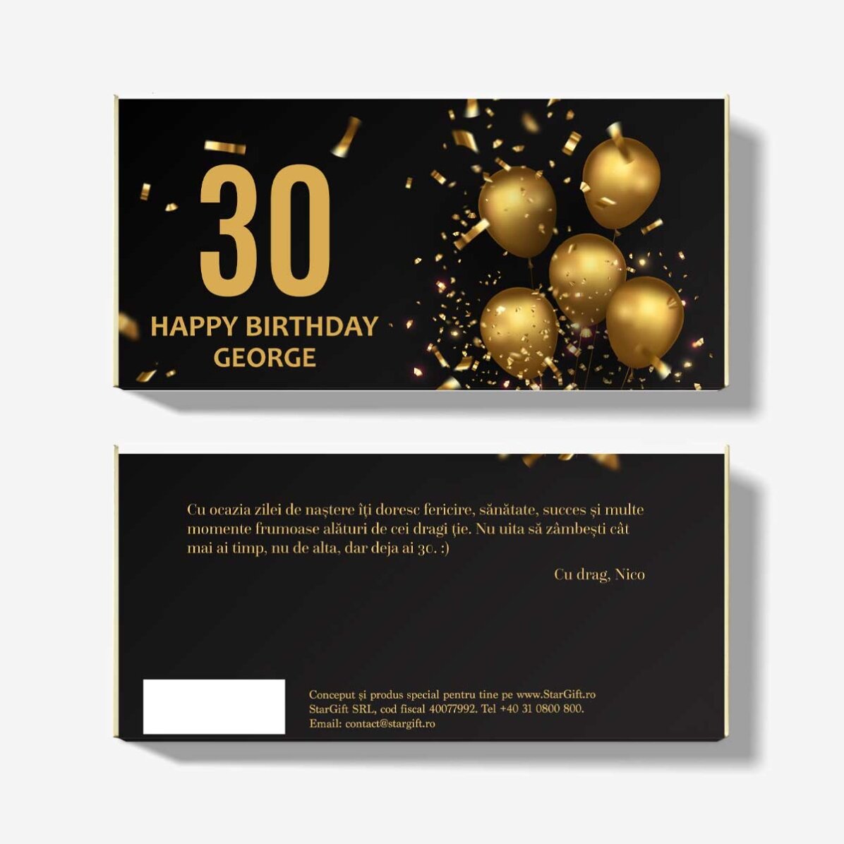 Ciocolată personalizată cu mesaj pentru zi de naștere - Birthday Wish