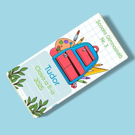 Ciocolată personalizată cu mesaj - Prima zi de școală