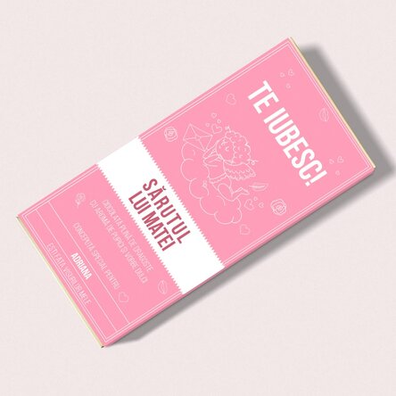 Ciocolată personalizată cu mesaj - Sărutul lui Cupidon