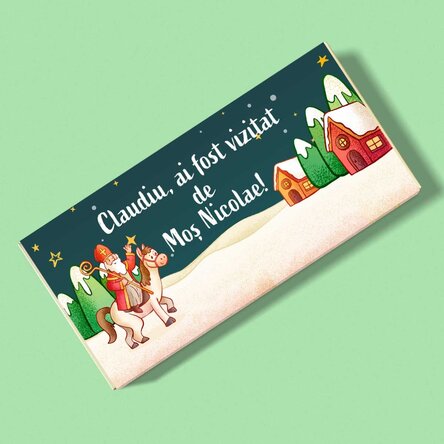 Ciocolată personalizată cu mesaj  - Vizitat de Moș Nicolae