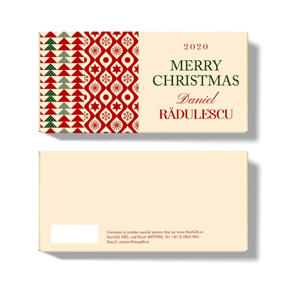 Ciocolată personalizată cu nume și mesaj - Classic Christmas