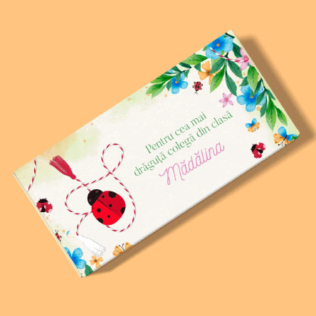 Ciocolată personalizată cu nume și mesaj - Mărțișor pentru ea