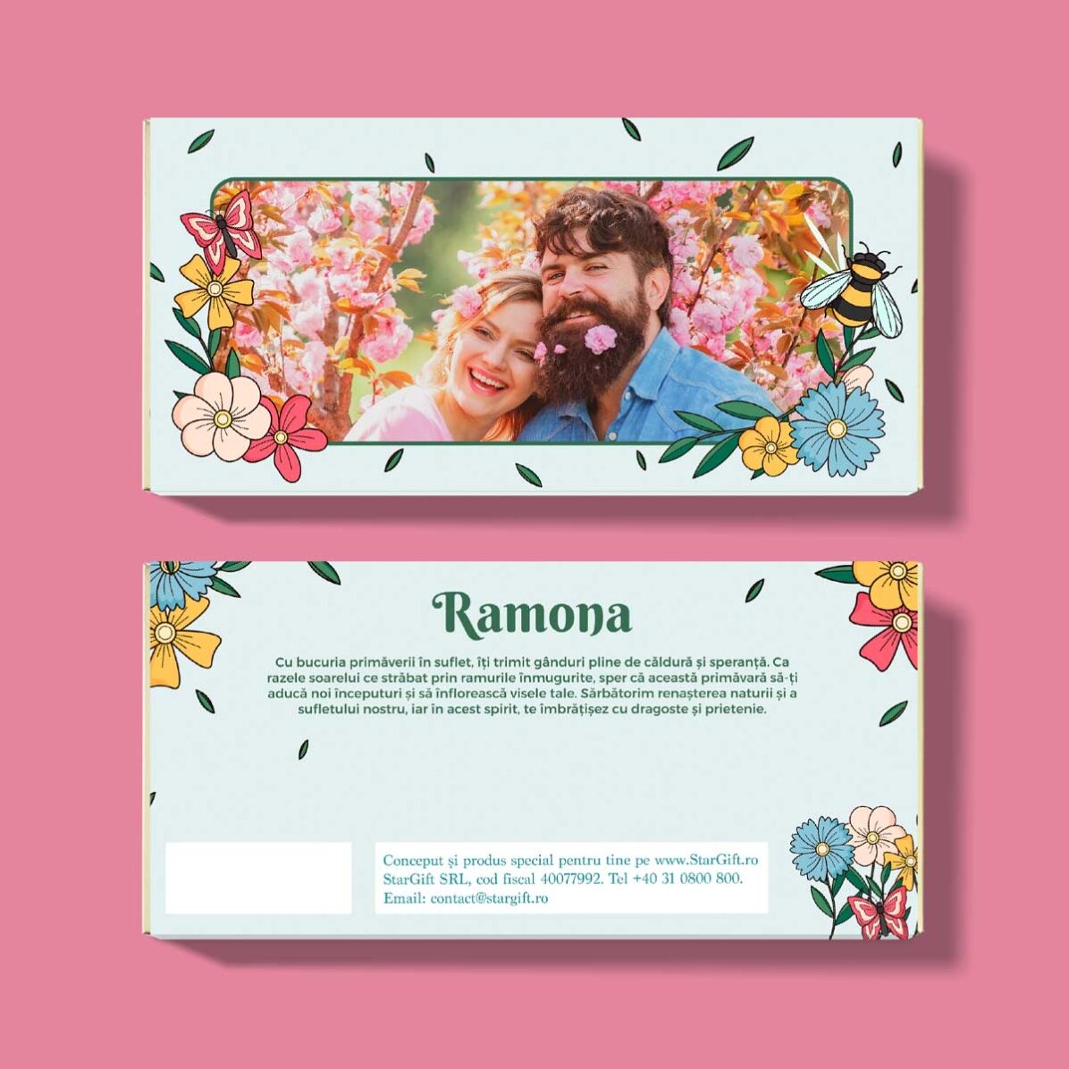 Ciocolată personalizată cu poză și text - Spring flowers