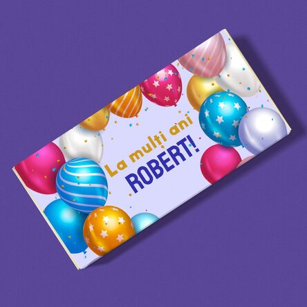 Ciocolată personalizată cu text - La mulți ani!