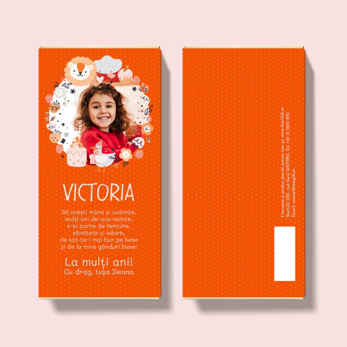 Ciocolată personalizată cu text pentru copii - Cute animals