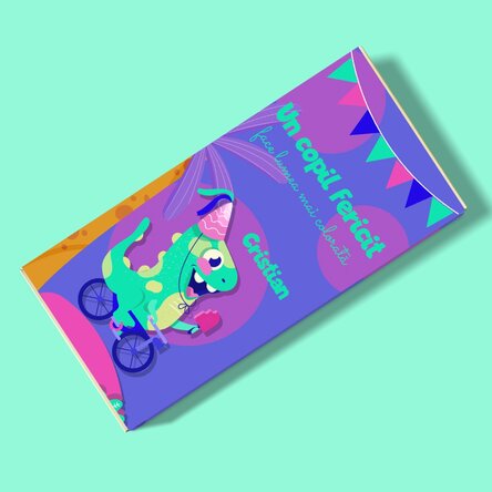 Ciocolată personalizată cu text pentru copii - Dino