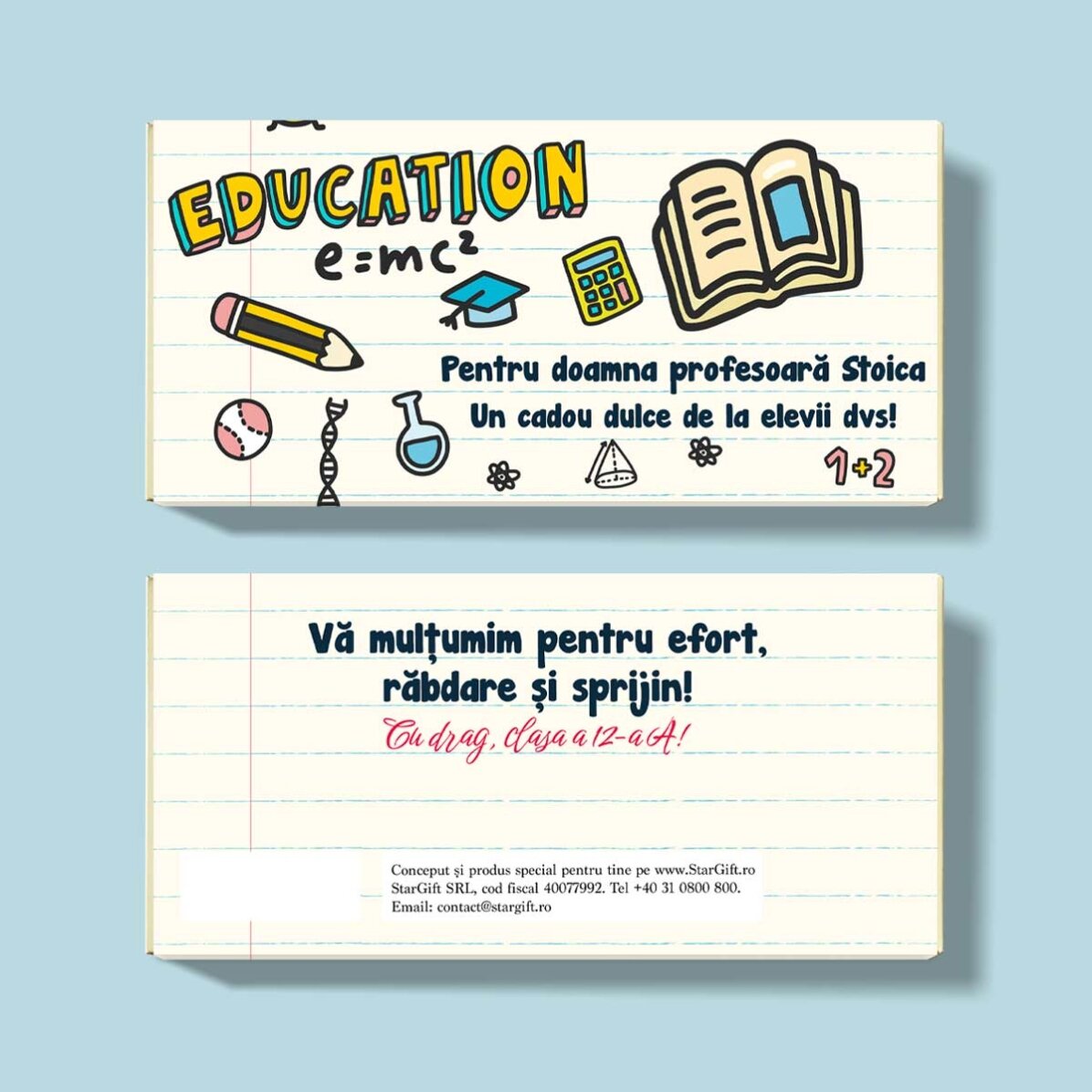 Ciocolată personalizată cu text - Pentru profesori