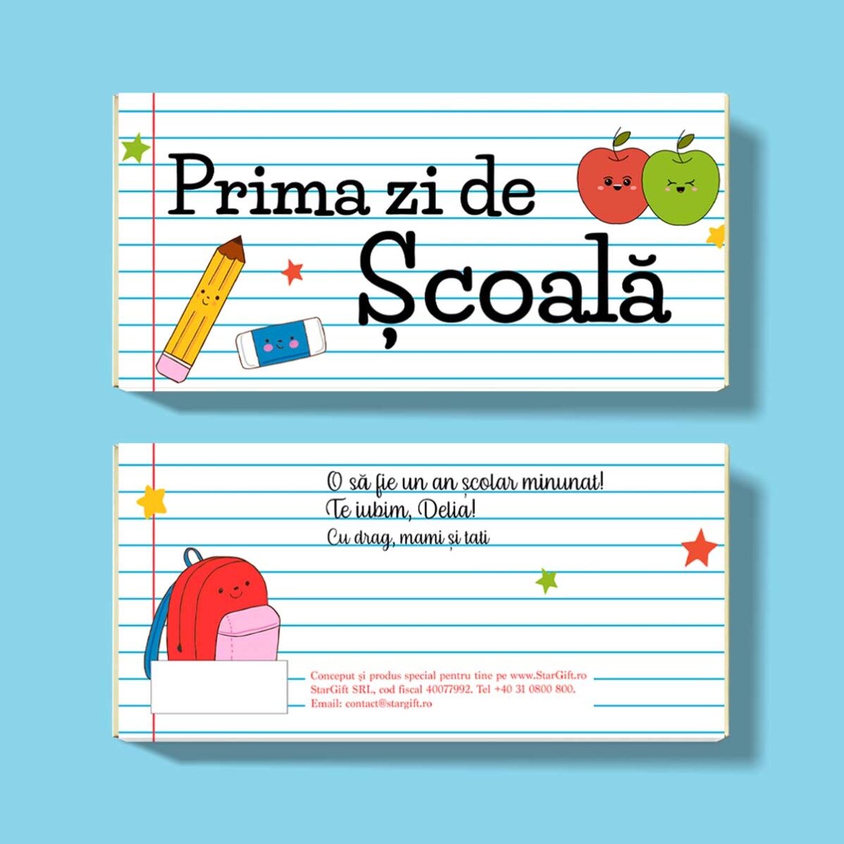 Ciocolată personalizată cu text - Prima zi de școală