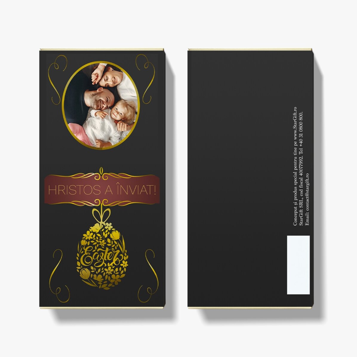 Ciocolată personalizată cu text și poză de Paște