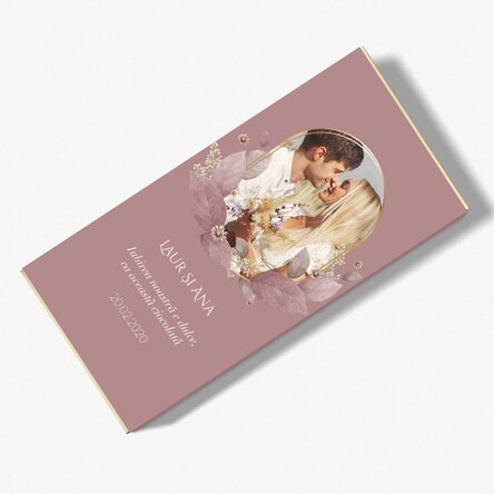 Ciocolată personalizată cu text și poză - Floral