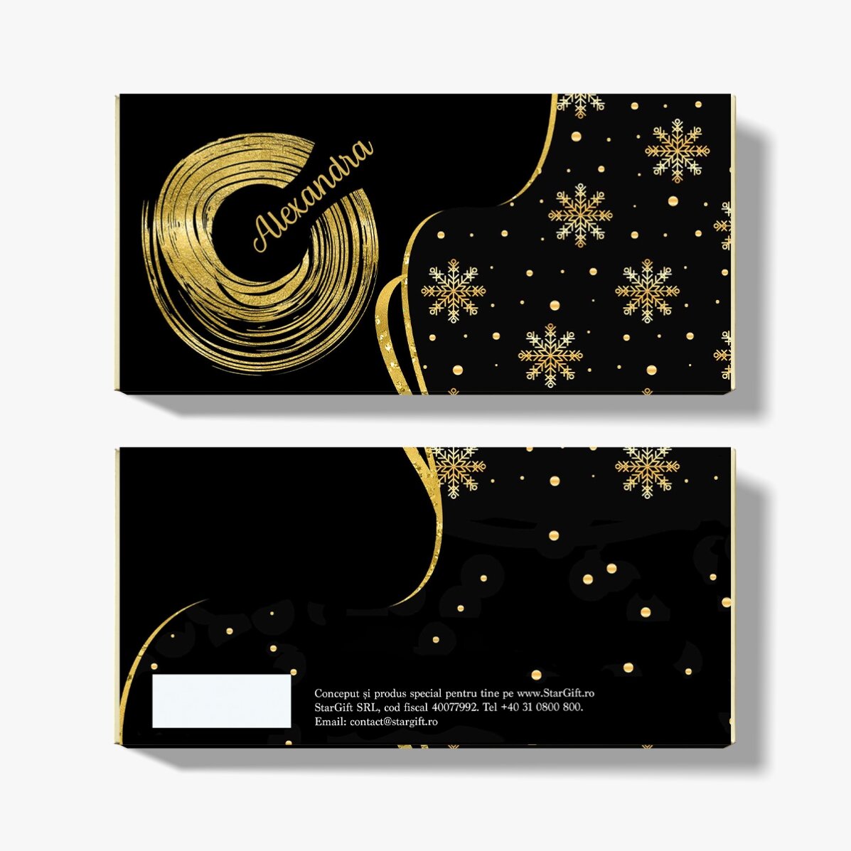 Ciocolată personalizată de Crăciun - Fulgi de zăpadă