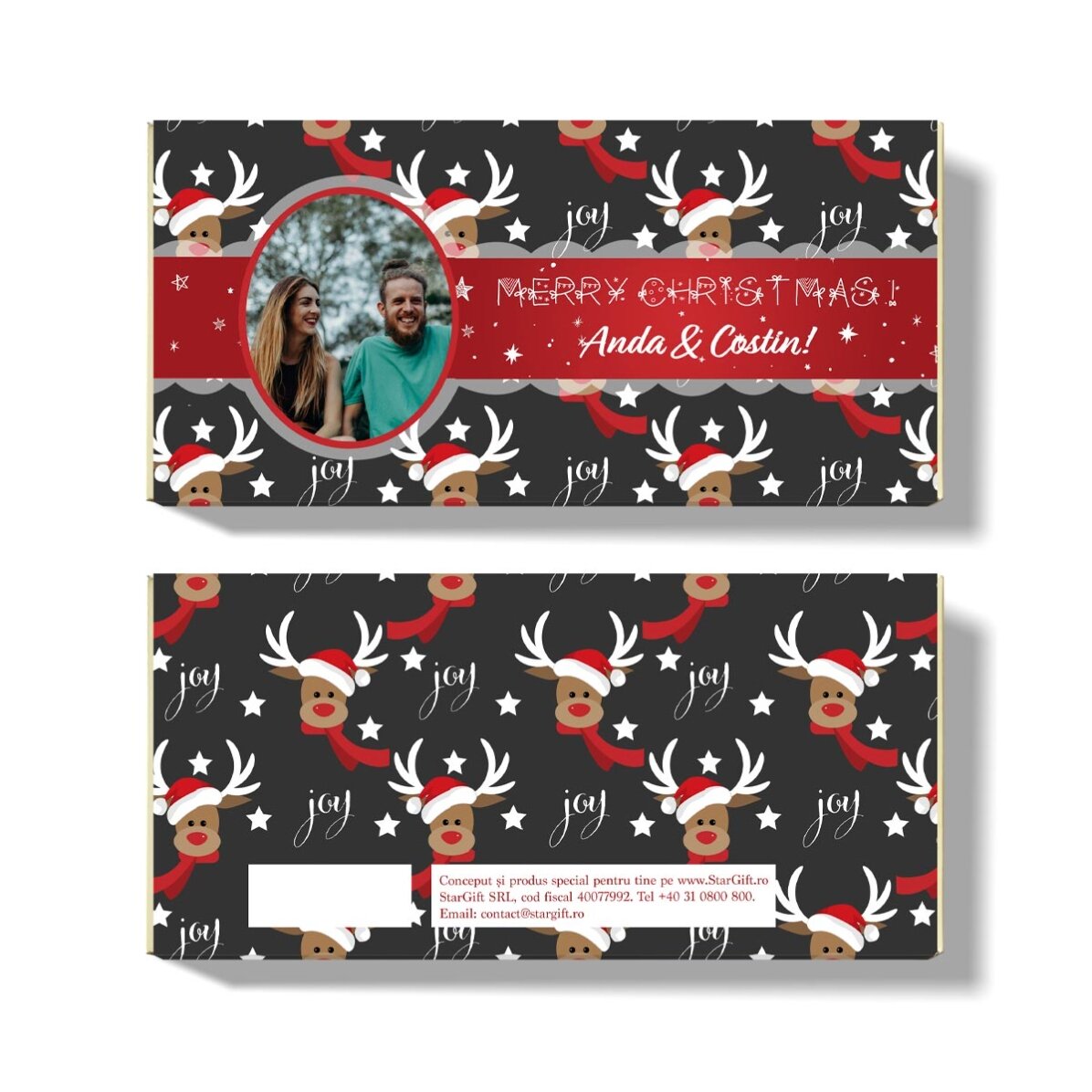 Ciocolată personalizată de Crăciun - Reindeer