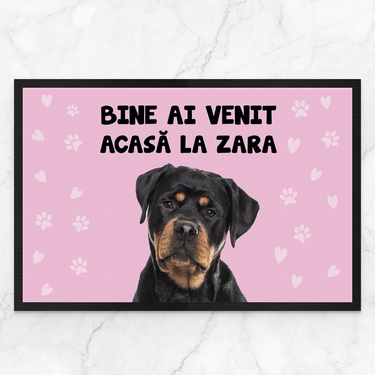 Covoraș de intrare personalizat cu poză și text - Animăluțul tău