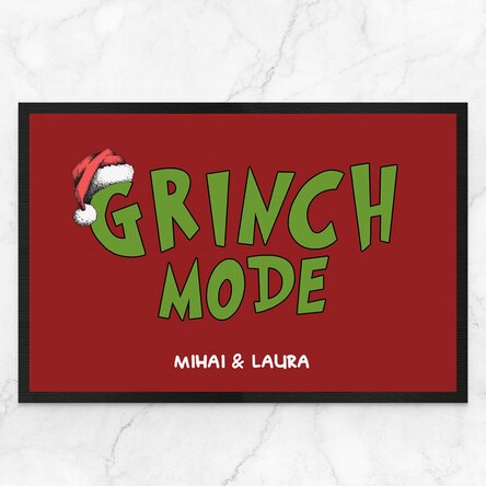 Covoraș de intrare personalizat cu text - Grinch Mode