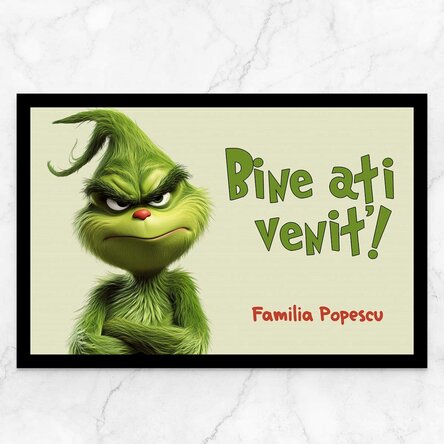 Covoraș de intrare personalizat cu text  - Grinch