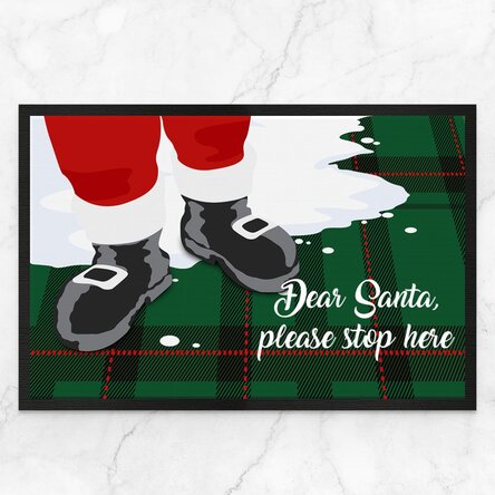 Covoraș de intrare personalizat cu text - Santa, stop here