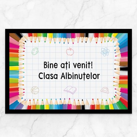 Covoraș de intrare personalizat cu text - Școală