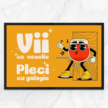 Covoraș de intrare personalizat cu text - Veselie