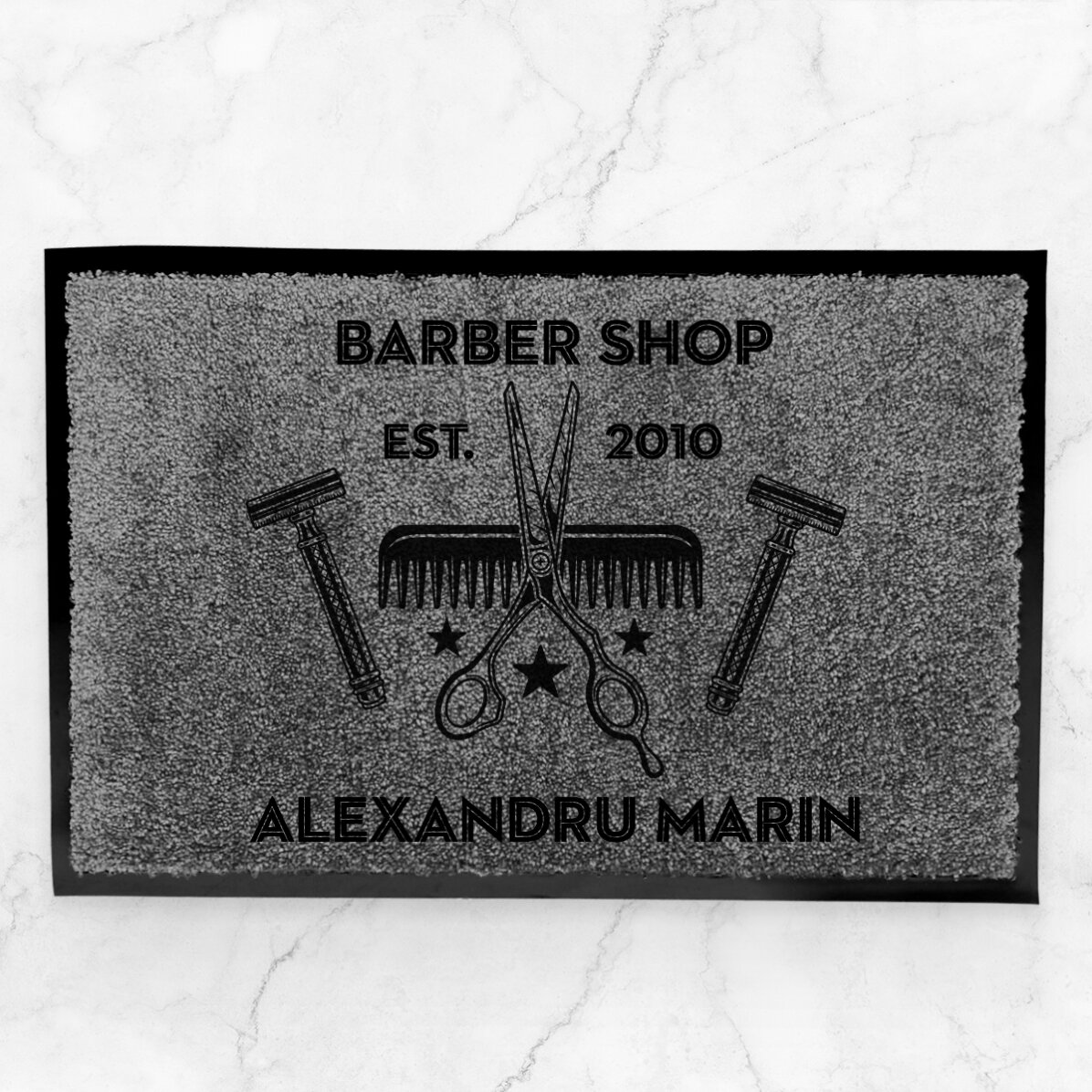 Covoraș intrare de interior personalizat cu text - Barber Shop