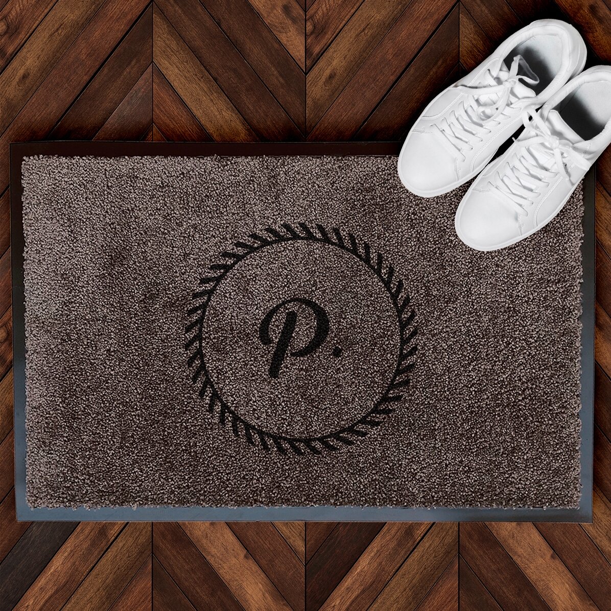 Covoraș intrare de interior personalizat - Inițiala cerc