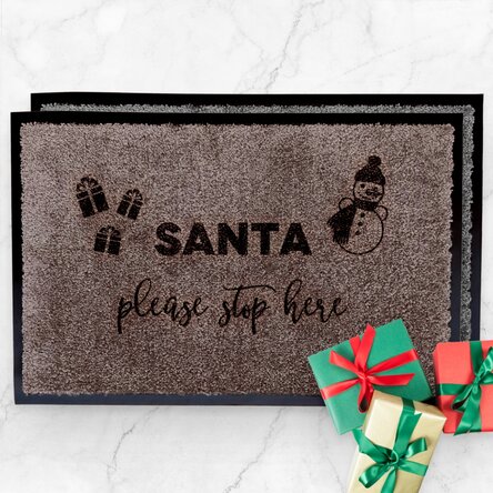 Covoraș intrare de interior personalizat - Santa please stop here