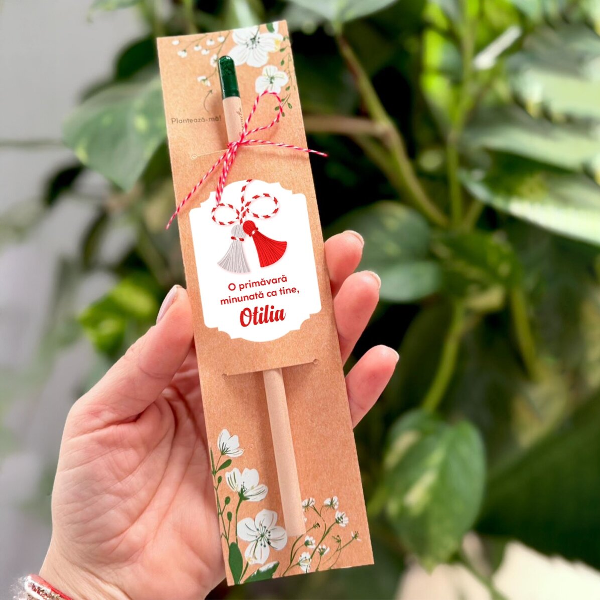 Creion plantabil personalizat cu mesaj - Mărțișor