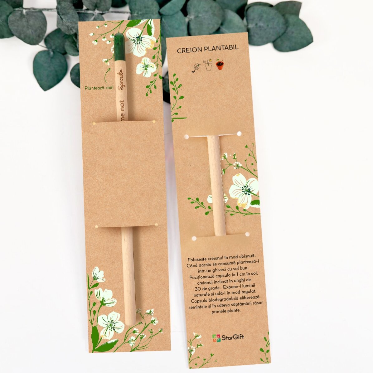 Creion plantabil personalizat cu poză și mesaj - O primăvară minunată
