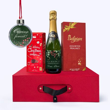 Cutie cadou - Christmas Wish cu spumant mediu personalizat