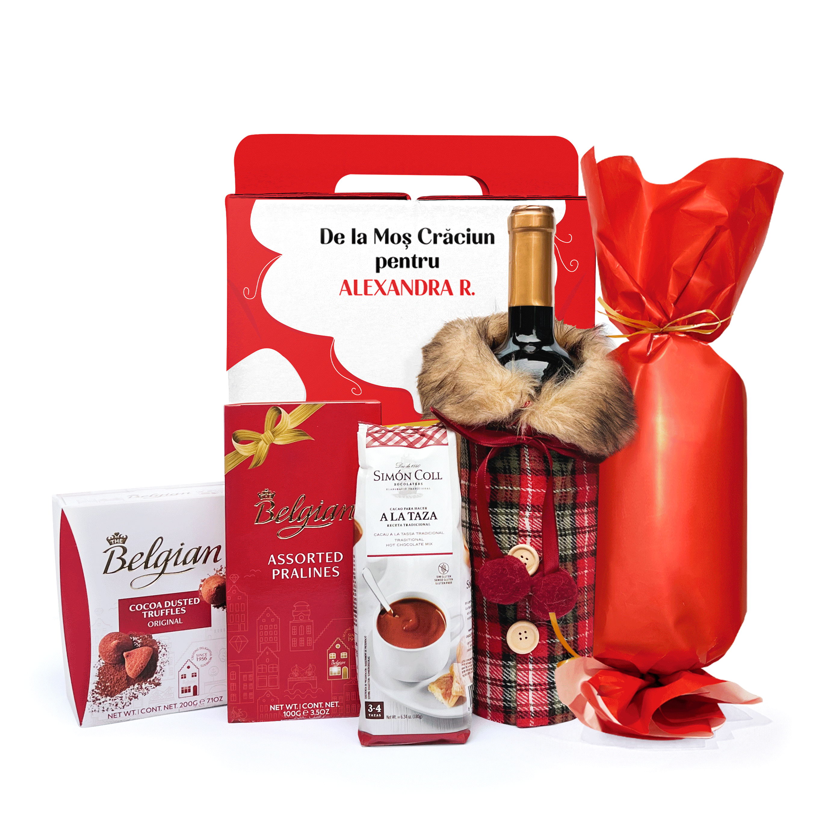 Cutie cadou de la Moș Crăciun cu sticker personalizat cu mesaj