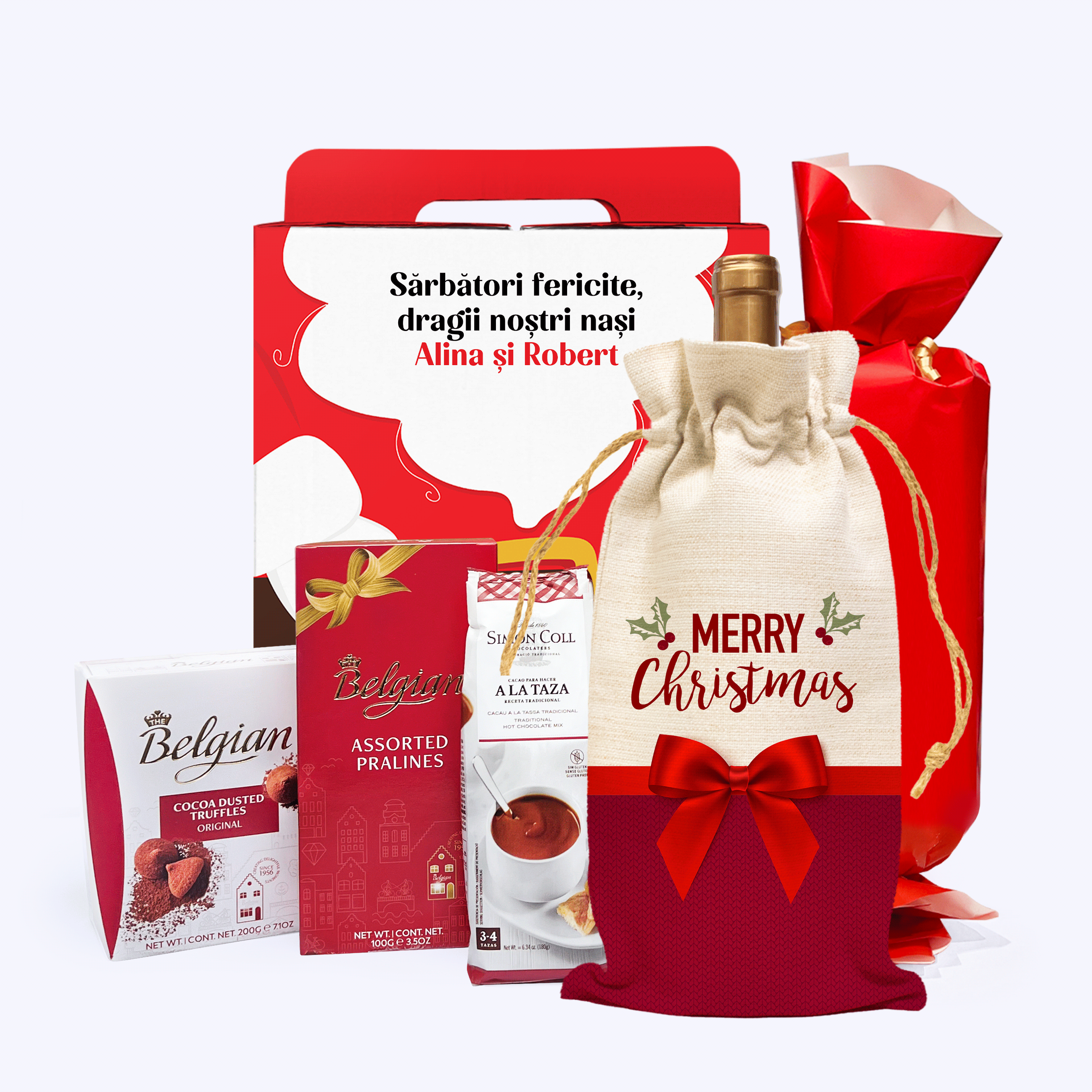 Cutie cadou de la Moș Crăciun cu sticker personalizat cu mesaj