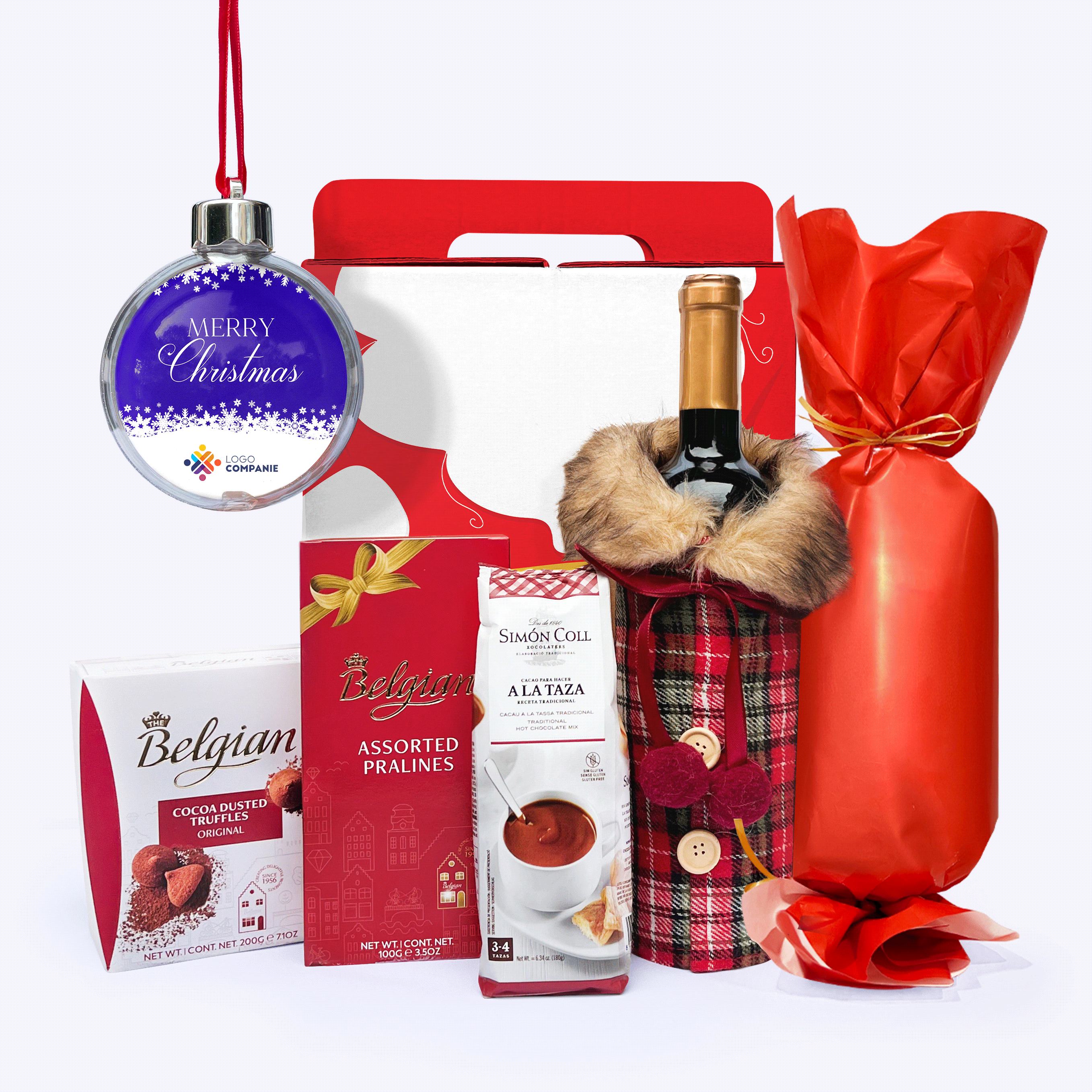 Cutie Cadou - Livrare specială de Crăciun cu glob personalizat cu logo și mesaj