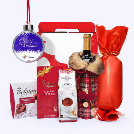 Cutie Cadou - Livrare specială de Crăciun cu glob personalizat cu logo și mesaj