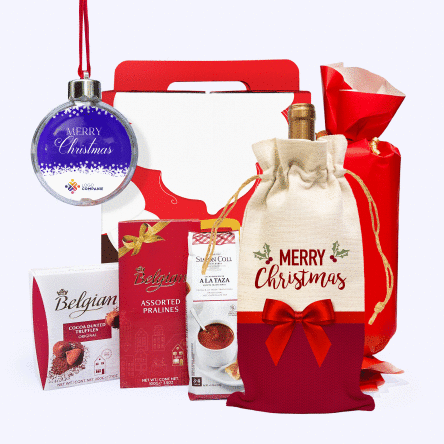 Cutie Cadou - Livrare specială de Crăciun cu glob personalizat cu logo și mesaj