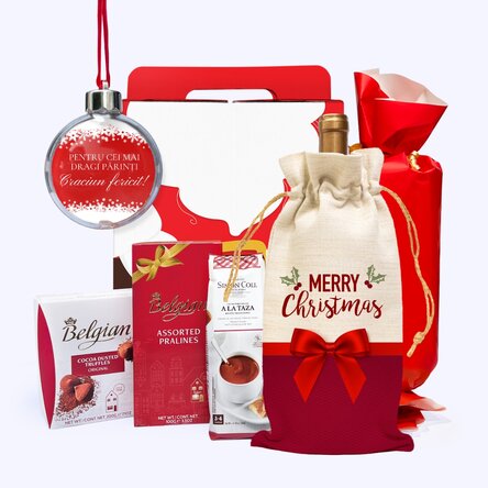 Cutie Cadou - Livrare specială de Crăciun cu glob personalizat cu mesaj