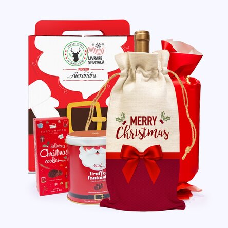 Cutie cadou MAGIC SANTA cu sticker personalizat cu mesaj - Livrare specială