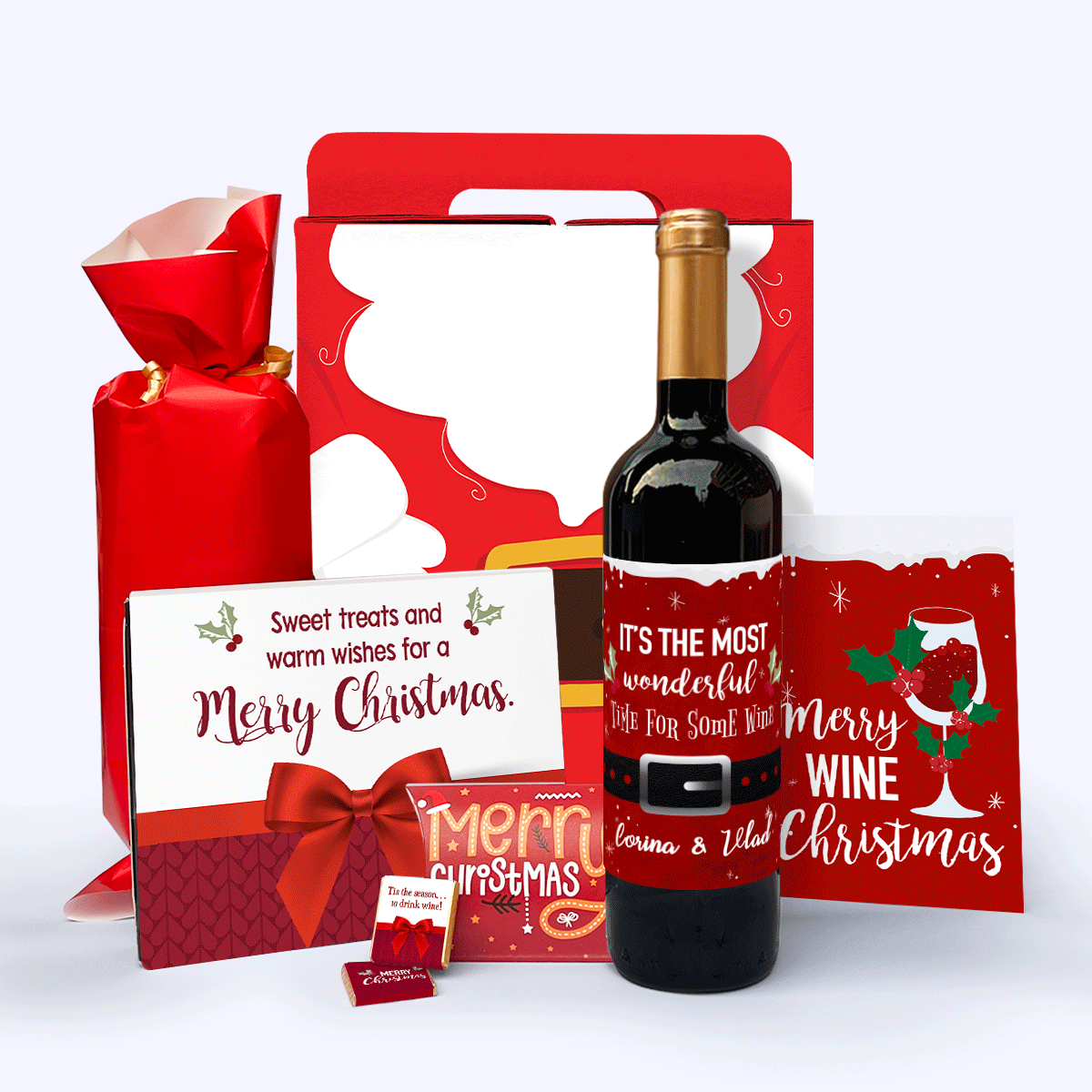 Cutie cadou - Most wonderful time cu vin personalizat