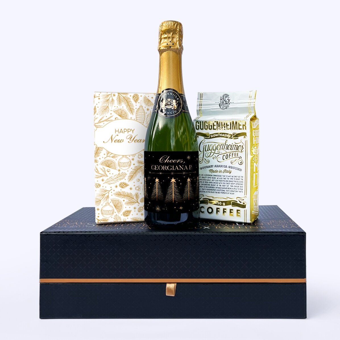 Cutie cadou - Premium cu vin spumant personalizat