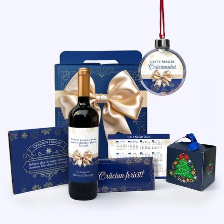 Cutie cadou - Elegance cu vin personalizat cu mesaj