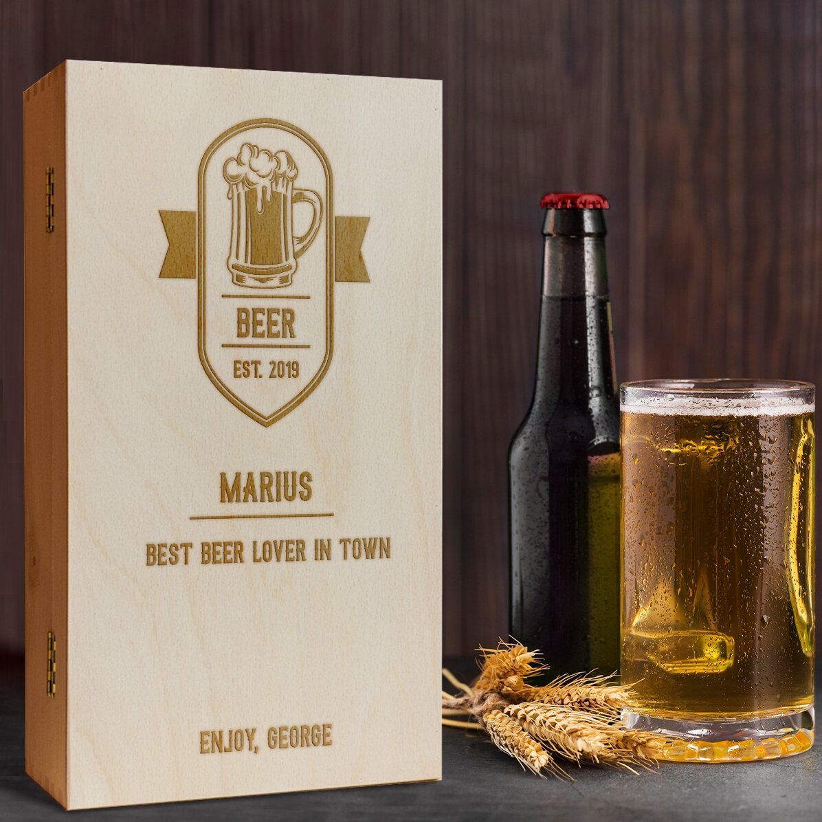 Cutie de bere personalizată pentru trei sticle - Best Beer Drinker