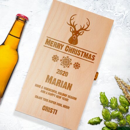 Cutie de bere personalizată pentru trei sticle - Ren